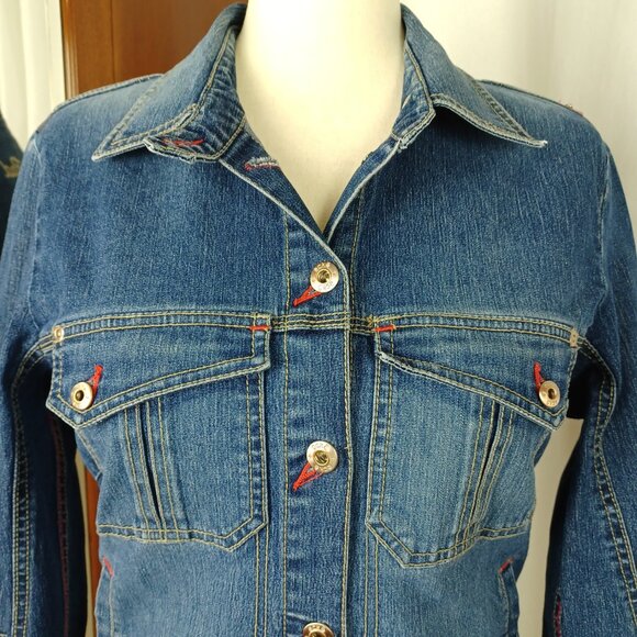 Vintage ECKO Red Stretch Denim Jacket, M/L - Picture 3 of 10
